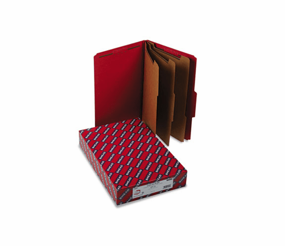 SMD19095 3" Expansion Folders with 2/5 Cut Tab, Legal, Eight-Section, Bright Red, 10/Box By SMEAD MANUFACTURING CO.