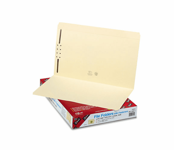 SMD19510 Folders, One Fastener, Straight Cut, Top Tab, Legal, Manila, 50/Box By SMEAD MANUFACTURING CO.