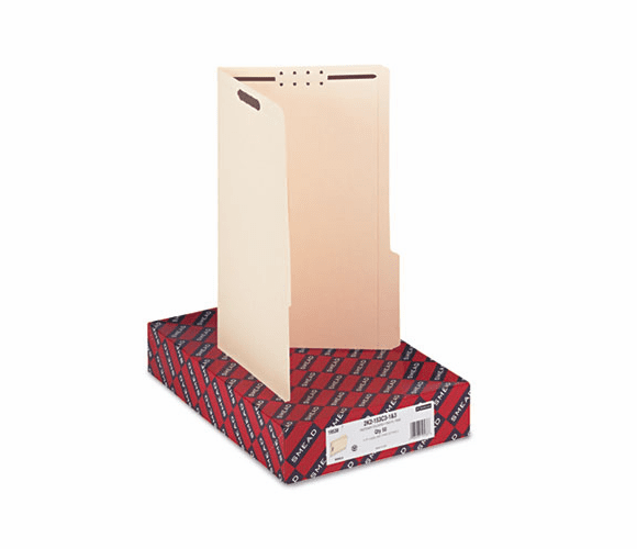 SMD19538 Folder, Two Fasteners, 1/3 Cut Third Position, Top Tab, Legsl, Manila, 50/Box By SMEAD MANUFACTURING CO.