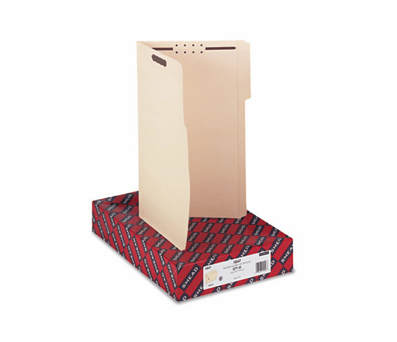 SMD19547 Folders, Two Fasteners, 1/3 Cut Assorted Top Tabs, Legal, Manila, 50/Box By SMEAD MANUFACTURING CO.