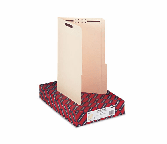 SMD19587 Folder, Two Fasteners, 2/5 Cut Right, Top Tab, Legal, Manila, 50/Box By SMEAD MANUFACTURING CO.