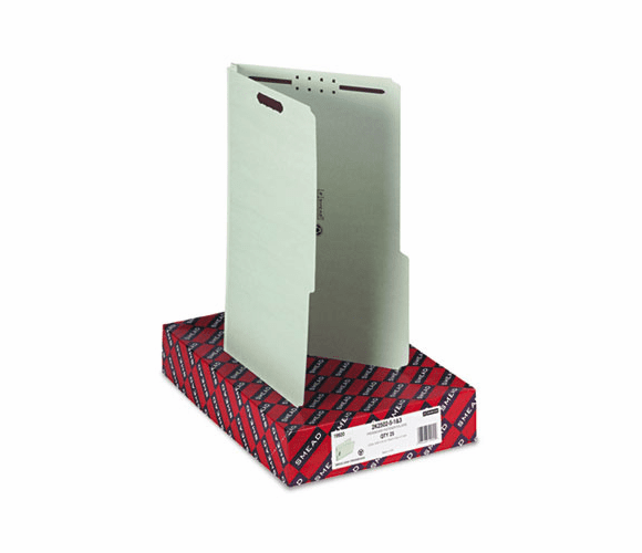 SMD19920 Two Inch Expansion Fastener Folder, 2/5 Right Tab, Legal, Gray Green, 25/Box By SMEAD MANUFACTURING CO.