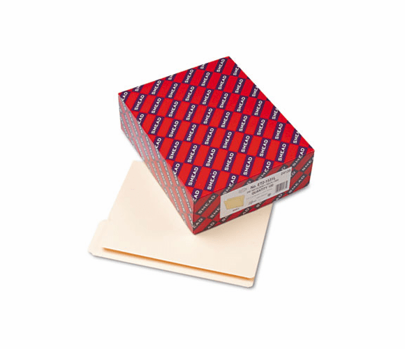 SMD24135 Folders, 1/3 Cut Top, Reinforced End Tab, Letter, Manila, 100/Box By SMEAD MANUFACTURING CO.