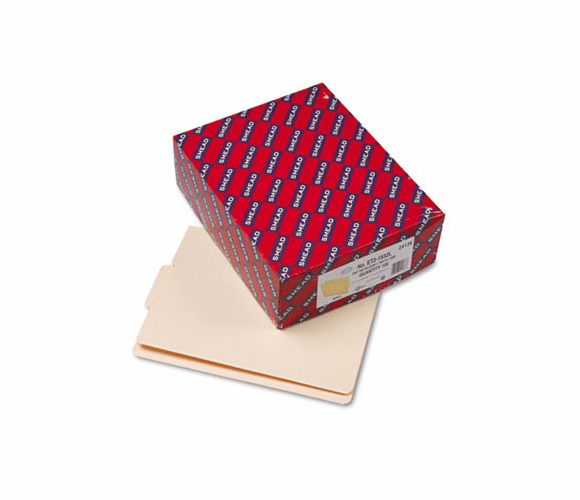 SMD24136 Folders, 1/3 Cut Center Position, Reinforced End Tab, Letter, Manila, 100/Box By SMEAD MANUFACTURING CO.