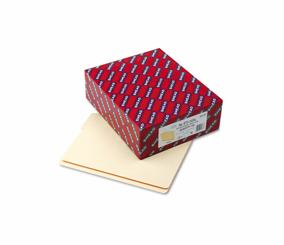 SMD24137 Folders, 1/3 Cut Bottom, Reinforced End Tab, Letter, Manila, 100/Box By SMEAD MANUFACTURING CO.