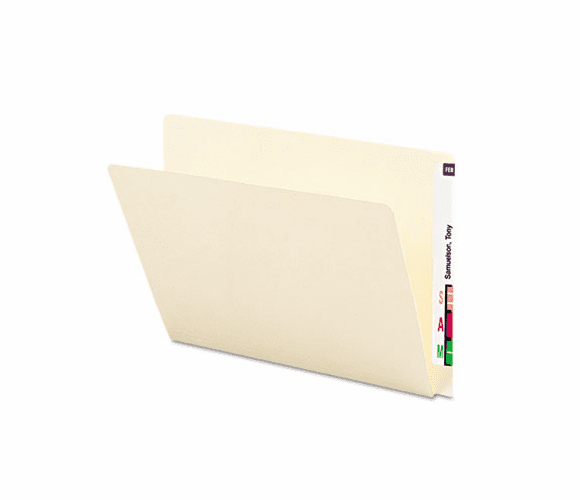 SMD24250 Folders, Straight Cut, Single-Ply Extended End Tab, Letter, Manila, 100/Box By SMEAD MANUFACTURING CO.