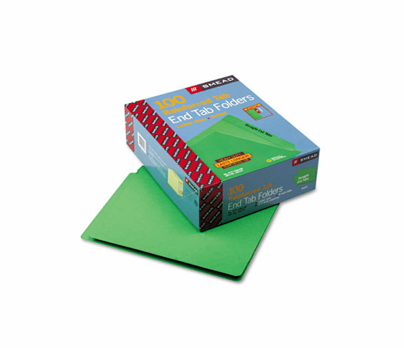 SMD25110 Colored File Folders, Straight Cut, Reinforced End Tab, Letter, Green, 100/Box By SMEAD MANUFACTURING CO.