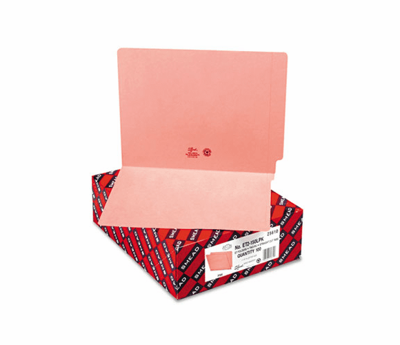 SMD25610 Colored File Folders, Straight Cut, Reinforced End Tab, Letter, Pink, 100/Box By SMEAD MANUFACTURING CO.