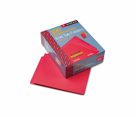 SMD25710 Colored File Folders, Straight Cut, Reinforced End Tab, Letter, Red, 100/Box By SMEAD MANUFACTURING CO.