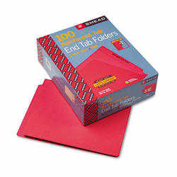 SMD25710 Colored File Folders, Straight Cut, Reinforced End Tab, Letter, Red, 100/Box By SMEAD MANUFACTURING CO.