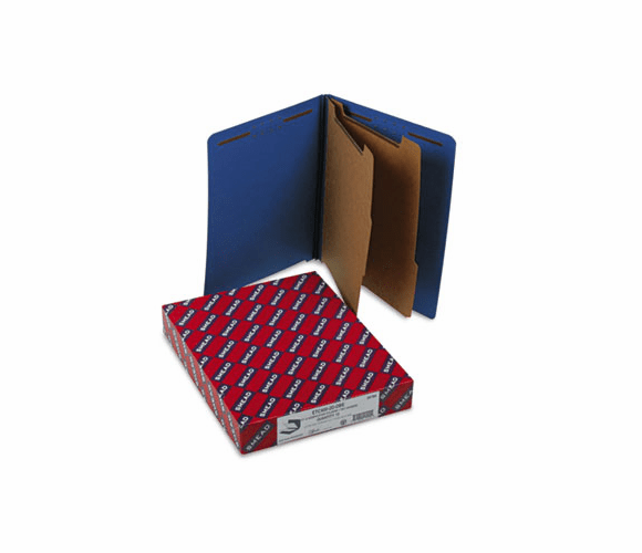 SMD26784 Pressboard End Tab Classification Folders, Letter, Six-Section, Dark Blue, 10/Bx By SMEAD MANUFACTURING CO.