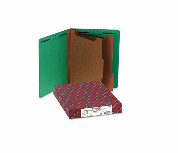 SMD26785 Pressboard End Tab Classification Folders, Letter, Six-Section, Green, 10/Box By SMEAD MANUFACTURING CO.