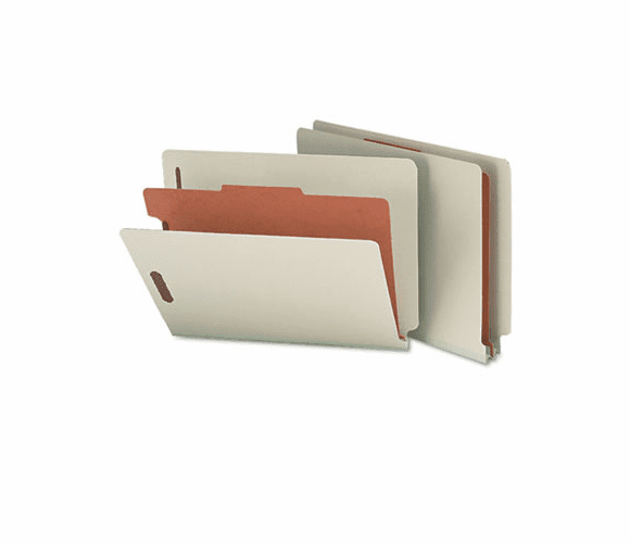 SMD26800 Pressboard End Tab Classification Folder, Letter, 4-Section, Gray-Green, 10/Box By SMEAD MANUFACTURING CO.