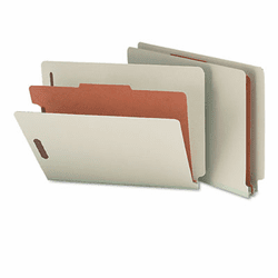 SMD26800 Pressboard End Tab Classification Folder, Letter, 4-Section, Gray-Green, 10/Box By SMEAD MANUFACTURING CO.