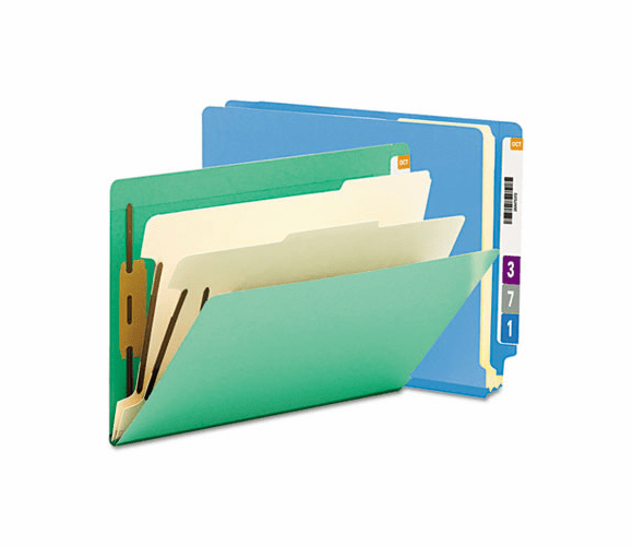 SMD26836 Colored End Tab Classification Folders, Letter, Six-Section, Blue, 10/Box By SMEAD MANUFACTURING CO.