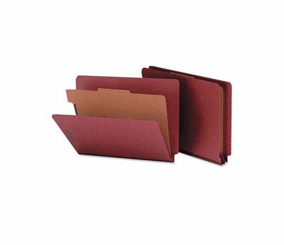 SMD26855 Pressboard End Tab Classification Folders, Letter, Four-Section, Red, 10/Box By SMEAD MANUFACTURING CO.