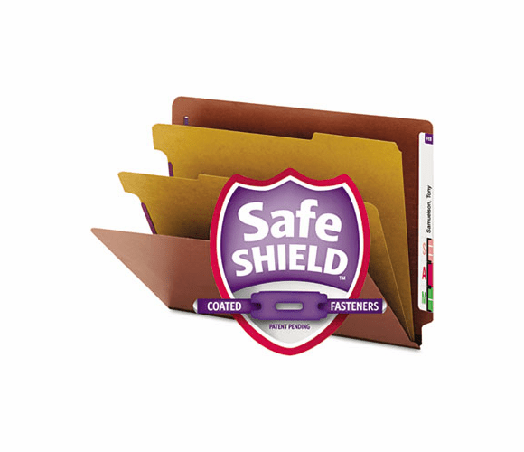 SMD26860 Pressboard End Tab Classification Folders, Letter, Six-Section, Red, 10/Box By SMEAD MANUFACTURING CO.