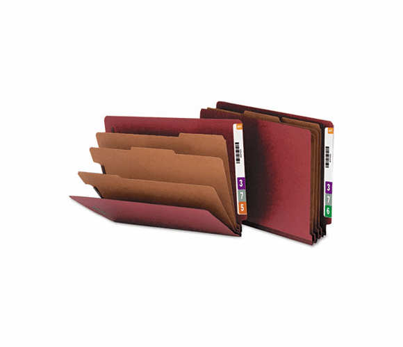 SMD26865 Pressboard End Tab Classification Folders, Letter, Eight-Section, Red, 10/Box By SMEAD MANUFACTURING CO.