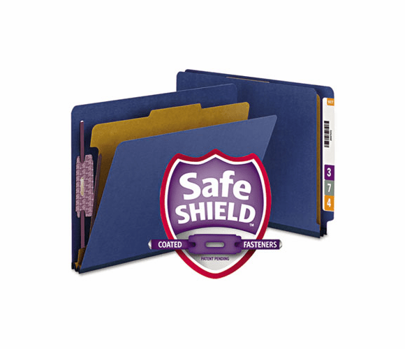 SMD26884 Pressboard End Tab Classification Folders, Letter, 2 Section, Dark Blue, 10/Box By SMEAD MANUFACTURING CO.
