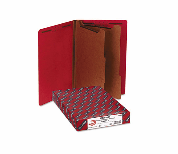 SMD29783 Pressboard End Tab Folders, Legal, Six-Section, Bright Red, 10/Box By SMEAD MANUFACTURING CO.