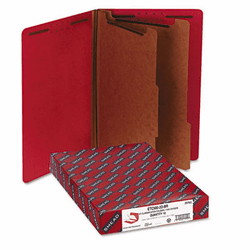 SMD29783 Pressboard End Tab Folders, Legal, Six-Section, Bright Red, 10/Box By SMEAD MANUFACTURING CO.