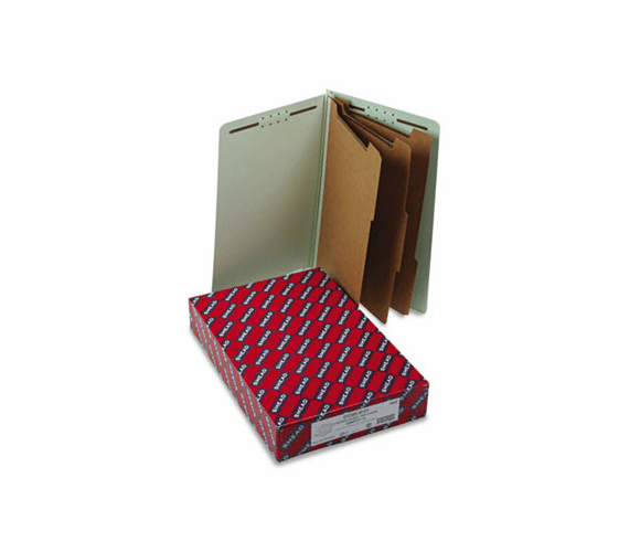 SMD29820 Pressboard End Tab Classification Folder, Legal, 8-Section, Gray-Green, 10/Box By SMEAD MANUFACTURING CO.