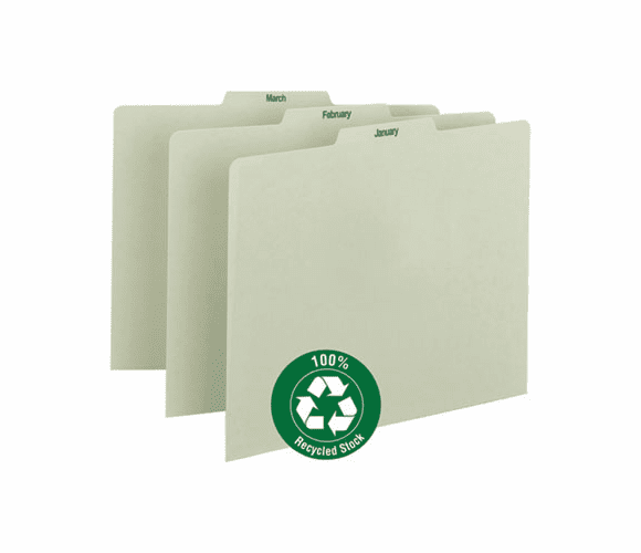 SMD50365 Recycled Top Tab File Guides, Monthly, 1/3 Tab, Pressboard, Letter, 12/Set By SMEAD MANUFACTURING CO.