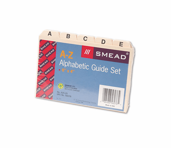 SMD56076 Self-Tab Card Guides, Alpha, 1/5 Tab, Manila, 4 x 6, 25/Set By SMEAD MANUFACTURING CO.