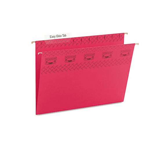 SMD64043 Tuff Hanging Folder with Easy Slide Tab, Letter, Red, 18/Pack By SMEAD MANUFACTURING CO.