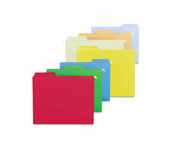 SMD64053 FasTab Hanging File Folders, Letter, Assorted Primary, 18/Box By SMEAD MANUFACTURING CO.