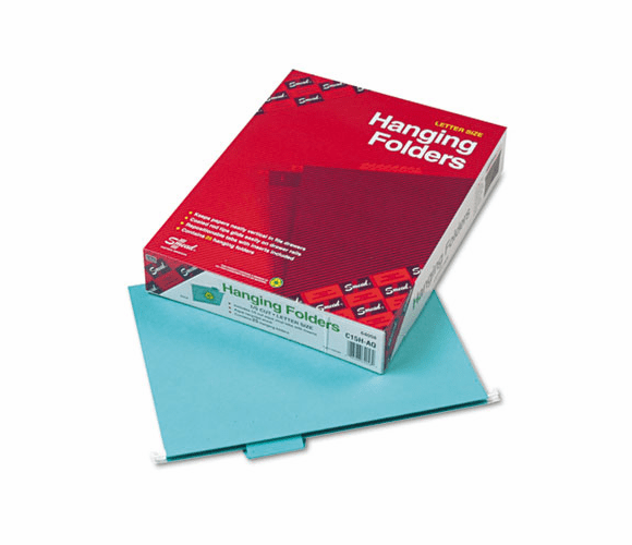 SMD64058 Hanging File Folders, 1/5 Tab, 11 Point Stock, Letter, Aqua, 25/Box By SMEAD MANUFACTURING CO.