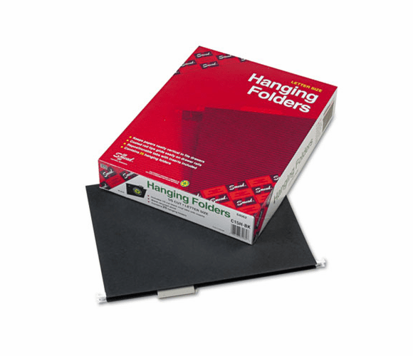 SMD64062 Hanging File Folders, 1/5 Cut, 11 Point Stock, Letter, Black, 25/Box By SMEAD MANUFACTURING CO.