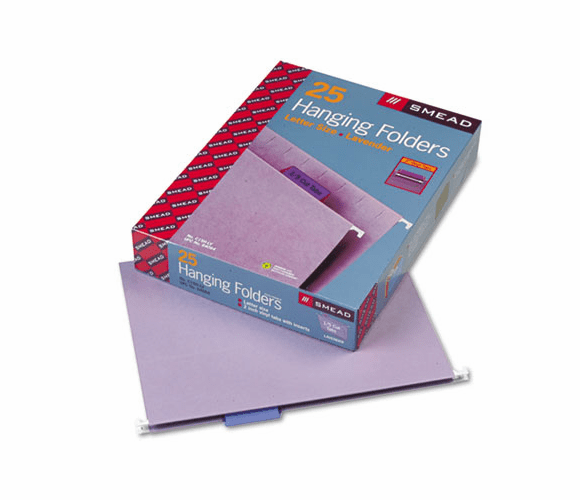 SMD64064 Hanging File Folders, 1/5 Tab, 11 Point Stock, Letter, Lavender, 25/Box By SMEAD MANUFACTURING CO.