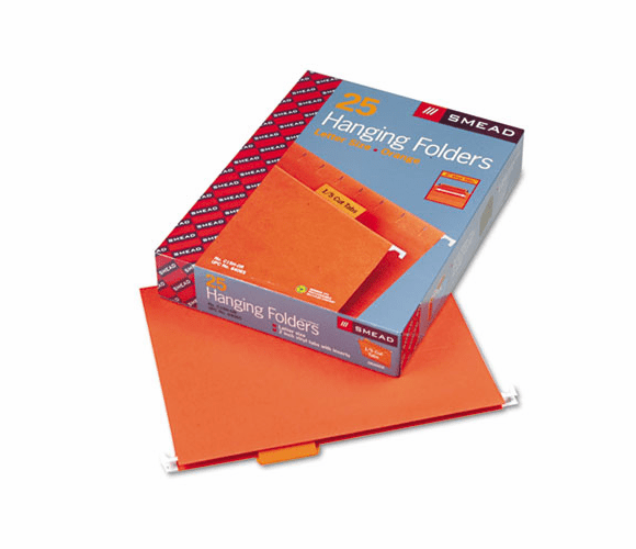 SMD64065 Hanging File Folders, 1/5 Tab, 11 Point Stock, Letter, Orange, 25/Box By SMEAD MANUFACTURING CO.