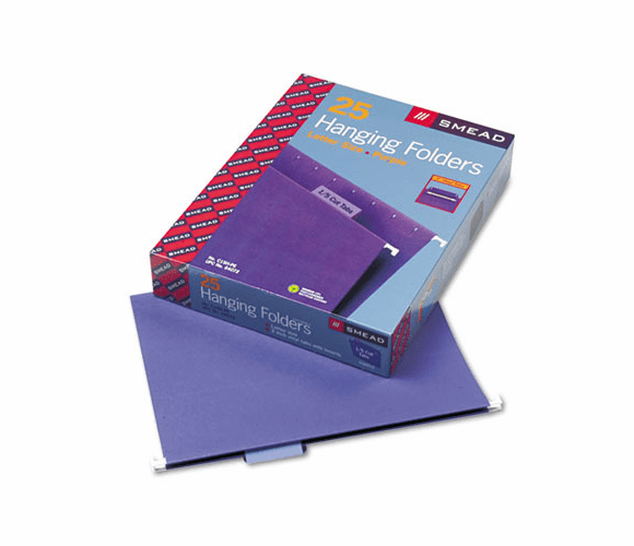 SMD64072 Hanging File Folders, 1/5 Tab, 11 Point Stock, Letter, Purple, 25/Box By SMEAD MANUFACTURING CO.