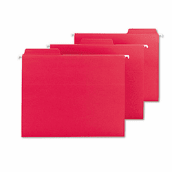 SMD64096 FasTab Hanging File Folders, Letter, Red, 20/Box By SMEAD MANUFACTURING CO.