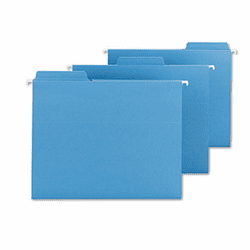 SMD64099 FasTab Hanging File Folders, Letter, Blue, 20/Box By SMEAD MANUFACTURING CO.