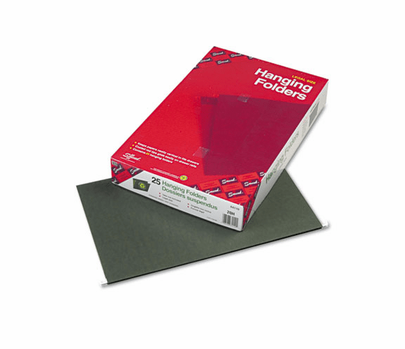 SMD64110 Hanging File Folders, Untabbed, 11 Point Stock, Legal, Green, 25/Box By SMEAD MANUFACTURING CO.