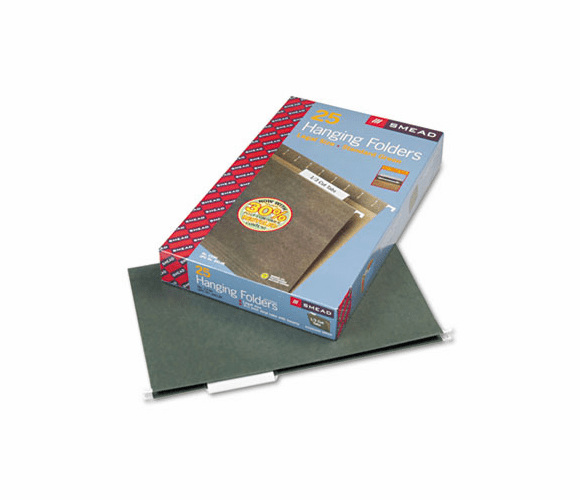 SMD64135 Hanging Folders, 1/3 Tab, 11 Point Stock, Legal, Green, 25/Box By SMEAD MANUFACTURING CO.