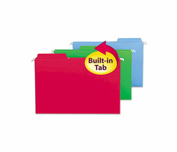 SMD64153 FasTab Hanging Folders, Legal, Assorted, 20/Box By SMEAD MANUFACTURING CO.