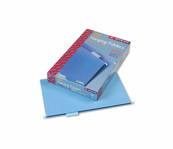 SMD64160 Hanging File Folders, 1/5 Tab, 11 Point Stock, Legal, Blue, 25/Box By SMEAD MANUFACTURING CO.
