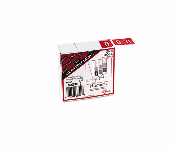 SMD66700 BarkleyCompatible Labels, Number 0, 1 x 1-1/2, Red, 500/Roll By SMEAD MANUFACTURING CO.