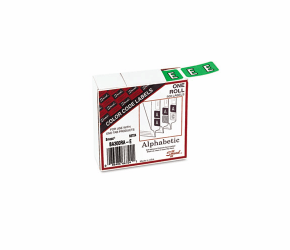 SMD66724 Barkley-Compatible Labels, Letter E, 1 x 1-1/2, Green, 500/Roll By SMEAD MANUFACTURING CO.