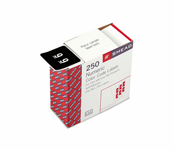 SMD67429 Single Digit End Tab Labels, Number 9, White-on-Black, 250/Roll By SMEAD MANUFACTURING CO.