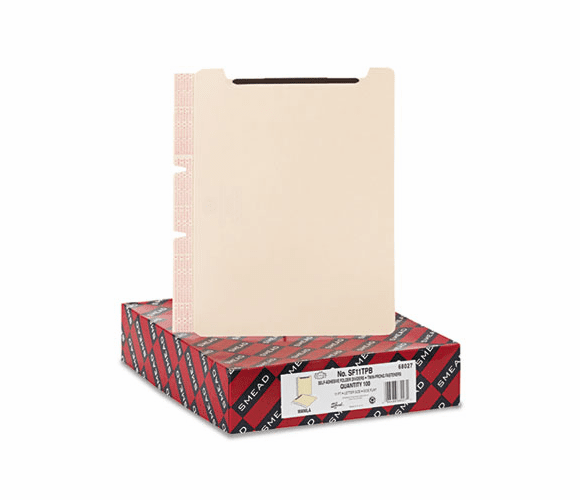 SMD68027 Manila Self-Adhesive End/Top Tab Folder Dividers, Two Fasteners, Letter, 100/Box By SMEAD MANUFACTURING CO.
