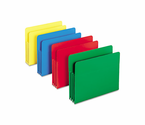 SMD73500 Expansion Drop Front File Pockets, Straight Tab, Poly, Letter, Assorted, 4/Box By SMEAD MANUFACTURING CO.
