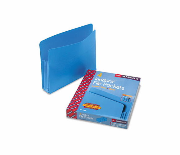 SMD73503 Expansion Drop Front File Pockets, Straight Tab, Poly, Letter, Blue, 4/Box By SMEAD MANUFACTURING CO.