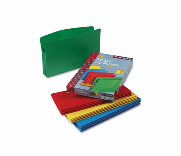 SMD73550 Expansion Drop Front File Pockets, Straight Tab, Poly, Legal, Assorted, 4/Box By SMEAD MANUFACTURING CO.