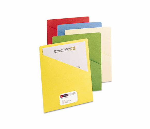SMD75425 Slash Pocket Folders, Letter, 11 Point, Blue/Green/Manila/Red/Yellow, 25/Pack By SMEAD MANUFACTURING CO.