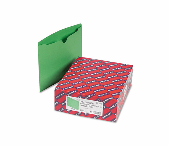 SMD75503 File Jackets, Reinforced Double-Ply Tab, Letter, 11 Point Stock, Green, 100/Box By SMEAD MANUFACTURING CO.